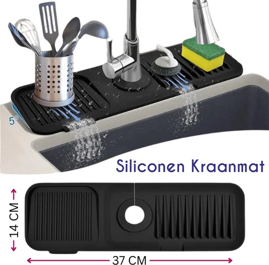 Keufens Kraanmat - Siliconen - Afdruipmat Kraan - Keukenmat - 37 x 15