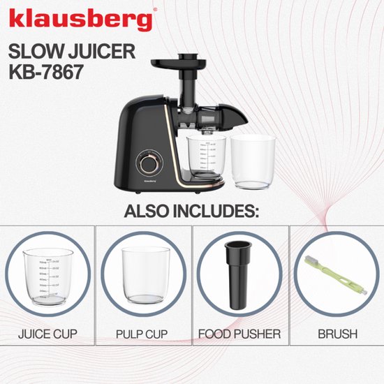 Klausberg Slow Juicer KB-7867 - 150W - 700 ml - Cold Press - Groenten en Fruitpers - Roségouden Accenten - Luxe Design & Hoog Saprendement van Klausberg — afbeelding 4
