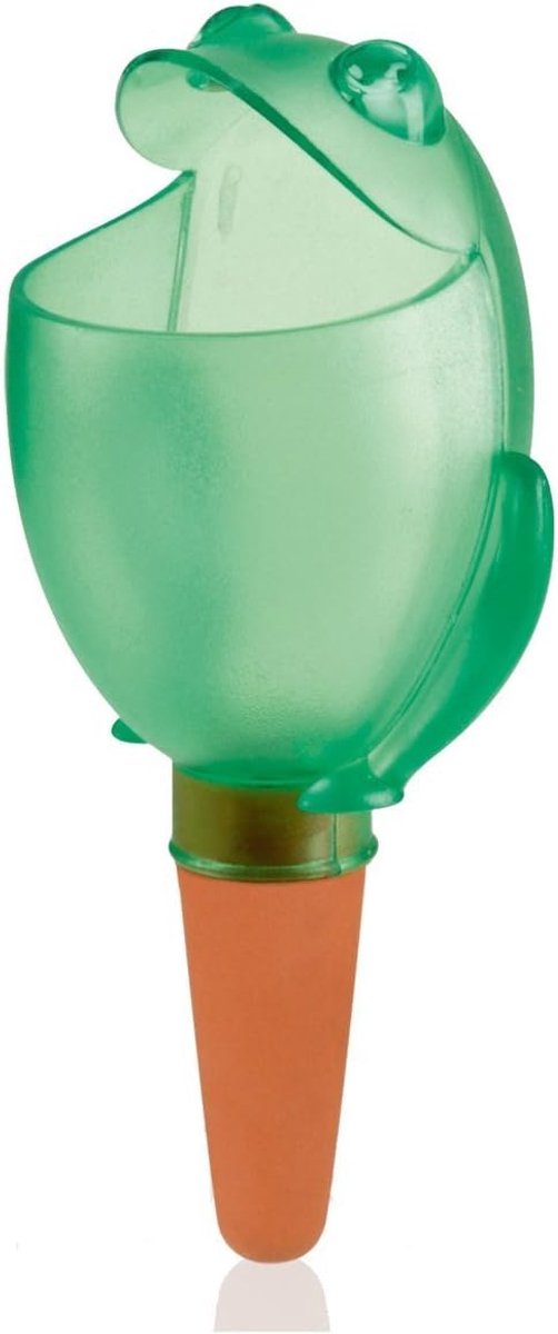 Scheurich waterdispenser Froggy M | 2X Groen | 140 ml capaciteit | Kleine gieter met kleibodem | Waterdispenser planten en bloemen terracotta stengel