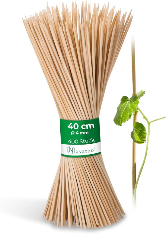 Foto: 400x gespleten stokjes 40 cm x 4 mm i naturel i trellisstokjes tomatenstokjes trellisstokje tomatenstokje bloemenhouder bloemenstokje plantenstokje bonenstokjes