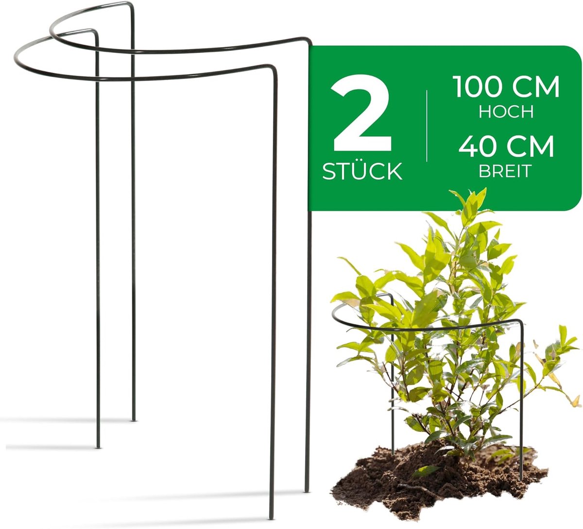 2 struiksteunen 100 cm hoog halfrond 40 cm groene vaste plantenhouder bloemenhouder klimplant plantensteun bloemensteun vaste plantensteun trellissteun struikhouder rozensteun