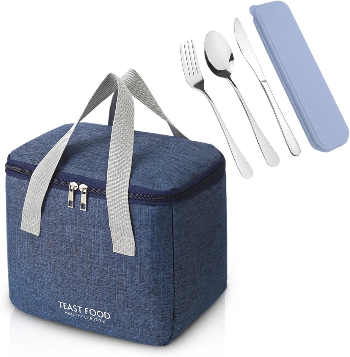 Geïsoleerde lunchtas met bestekset - Waterdichte en lekvrije koeltas voor picknick en school