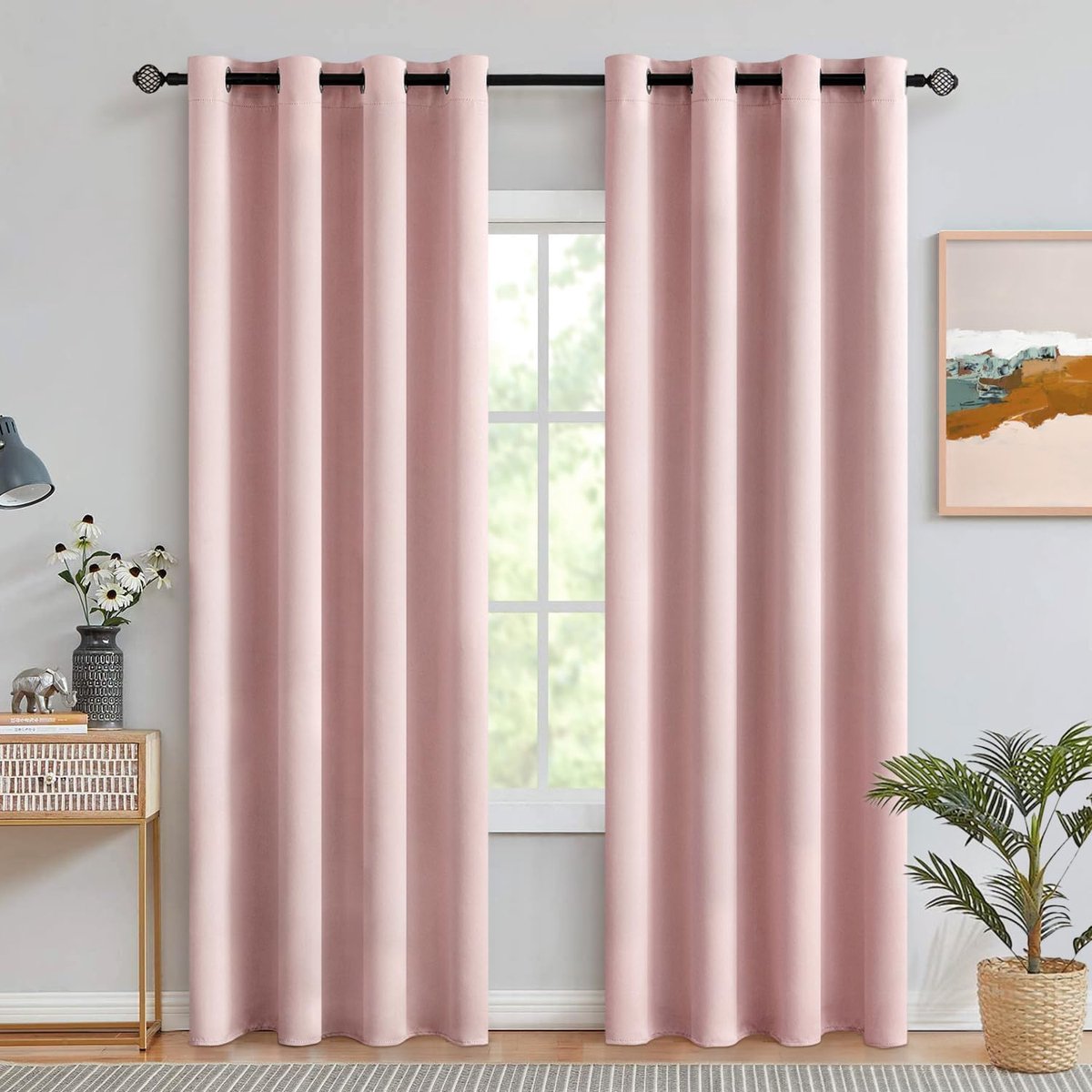Unyqoos® Gezellige Lichtroze Verduisteringsgordijnen voor Kinderkamers - Set van 2, 225 x 140 cm, Met Ringen