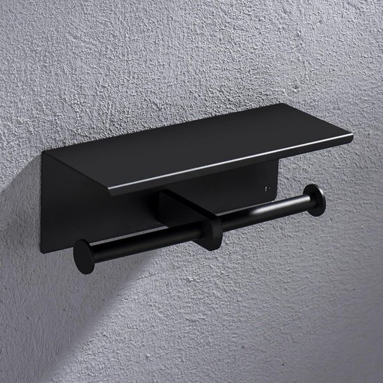 Toiletpapierhouder Stand Vrijstaande Toiletpapier Dispenser met Plank Gietijzeren Pijp Met Houten Base, Industriële Badkamer Organizer Met Reserve Opslag