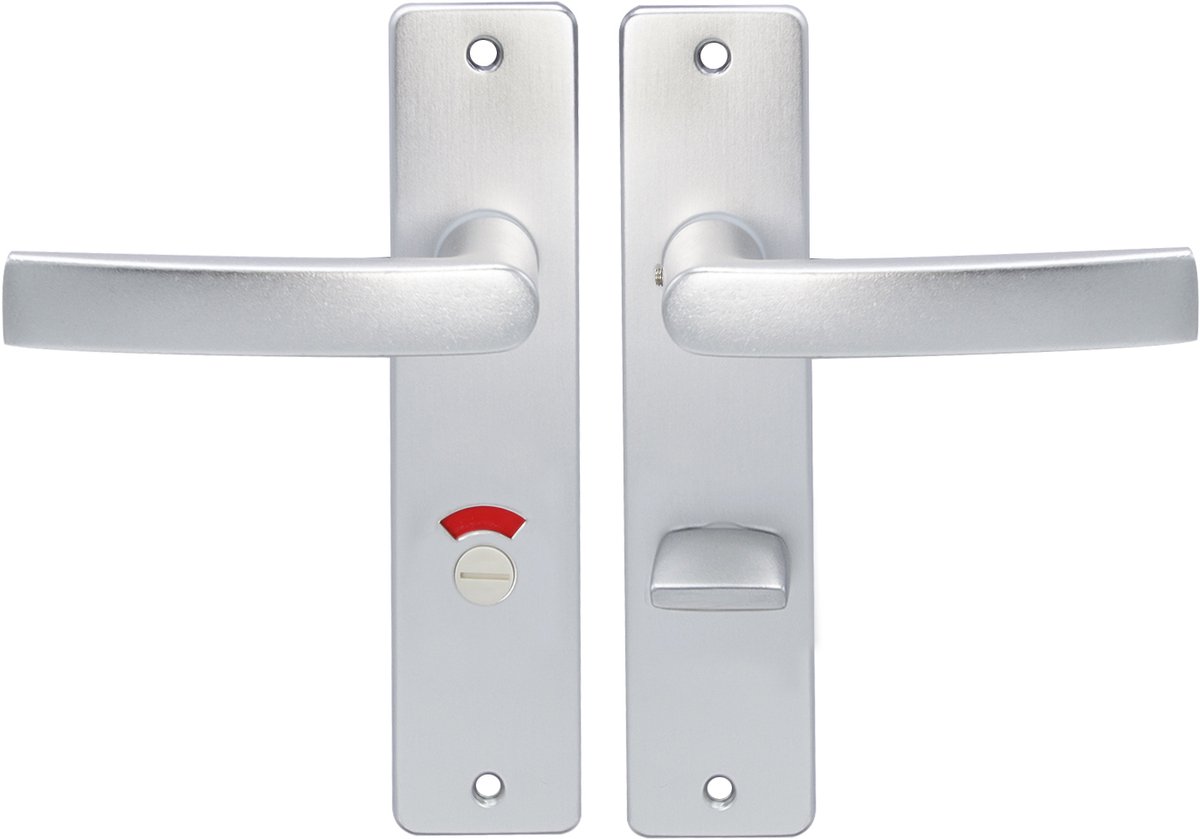 Slotman Solutions Deurklink WC – Zilver – Deurbeslag met Toiletsluiting – WC63/8 – Aluminium – 180x41 mm