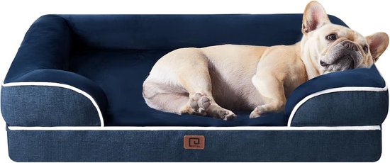 JOYELF Orthopedisch Hondenbed voor Grote Honden, U-vormig Schuim Bedbank, Bolster Waterdicht Bed voor Gezelschapsdieren met Afneembare Wasbare Hoes en anti-slip bodem - Khaki