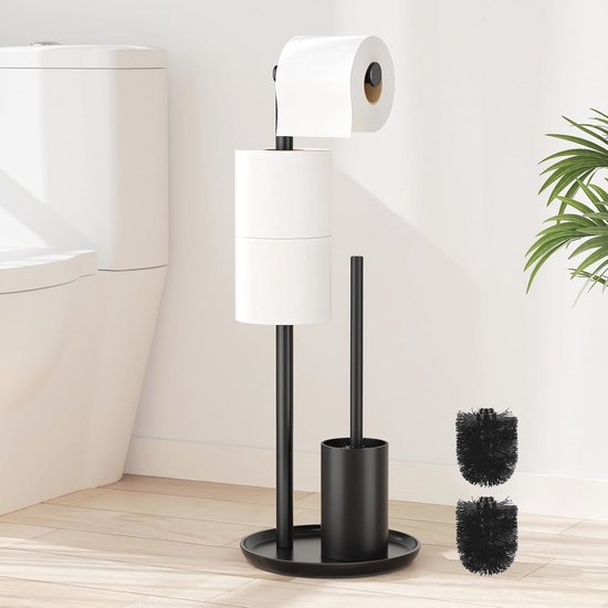 Yorbay Staande Bamboe Toiletpapierhouder met Opbergruimte