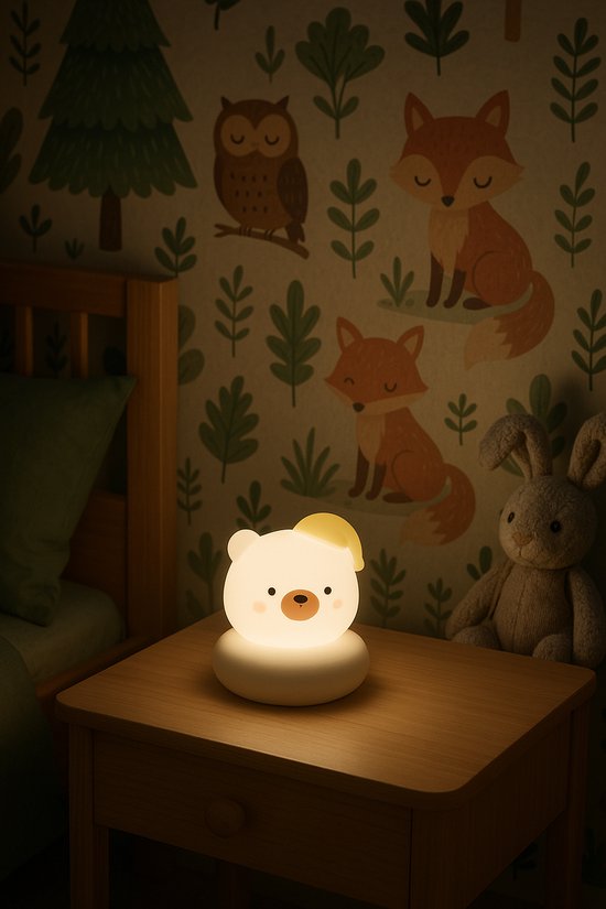 Honeybears – Oplaadbaar nachtlampje – Nachtlampje baby - Dimbaar Bedlampje - Draadloos kinder nacht lampje - Touch to dim - Beertje