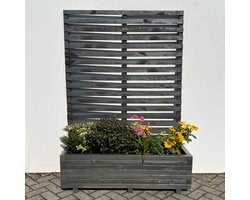 AMISHOUT - SET - Plantenbak met wielen en klimrek 120x40x40 (180) cm - antraciet | bloembak buiten op wielen