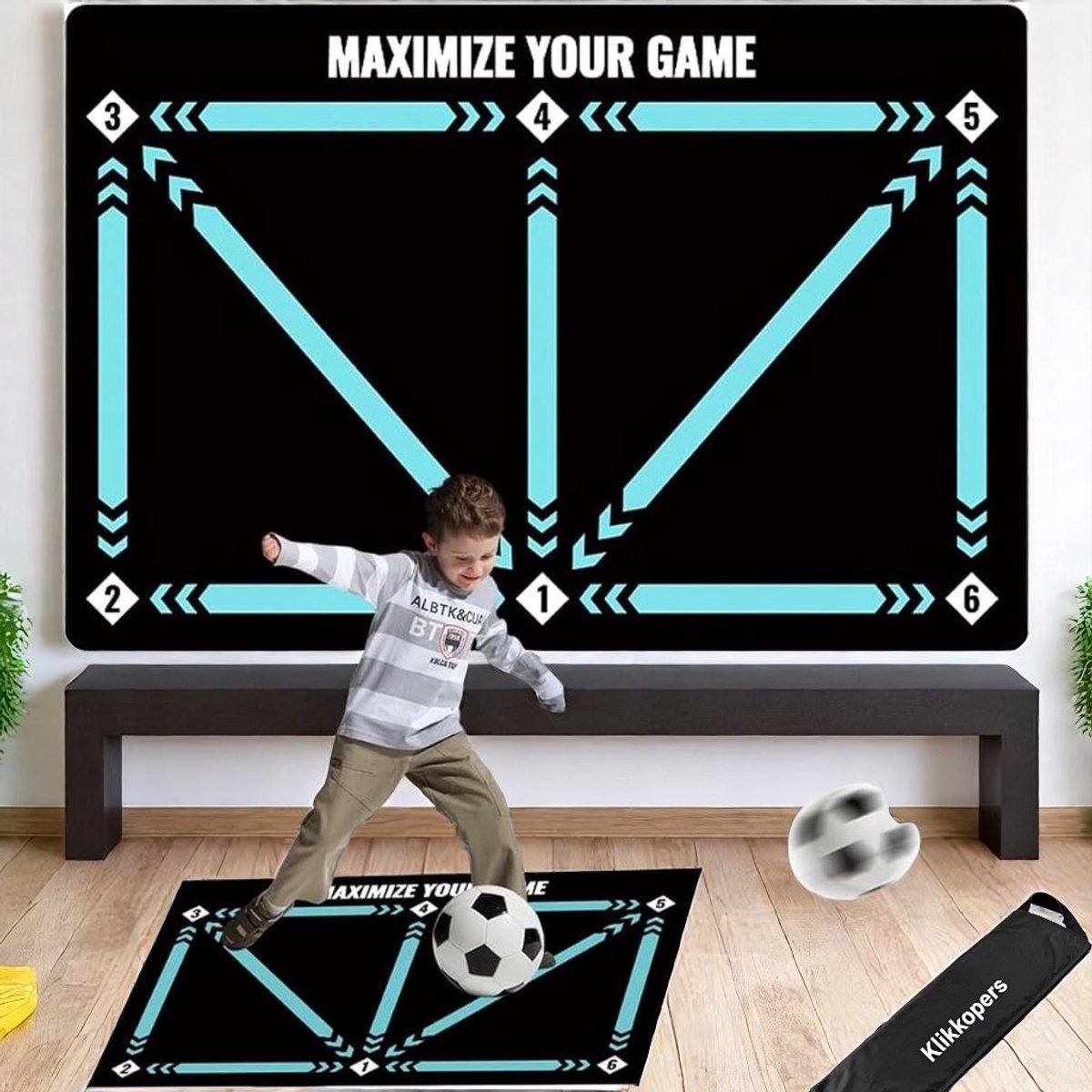 Klikkopers® - Voetbalmat - 60cm x 90cm - Soccer Skills Mat - Voetbal Trainingsmateriaal - Junior - Dribbelmat - Voetbal Training - Voetbal Mat - Voetbal Trainingsmat - Voetbal Tapijt - Soccer Training Equipment