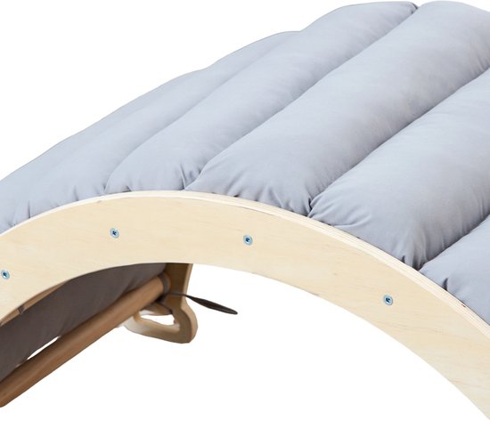 Buxibo Mini Klimboog - Houten Klimboog met Kussen - Montessori Speelgym - 78x47x37 cm - Grijs van Buxibo — afbeelding 4