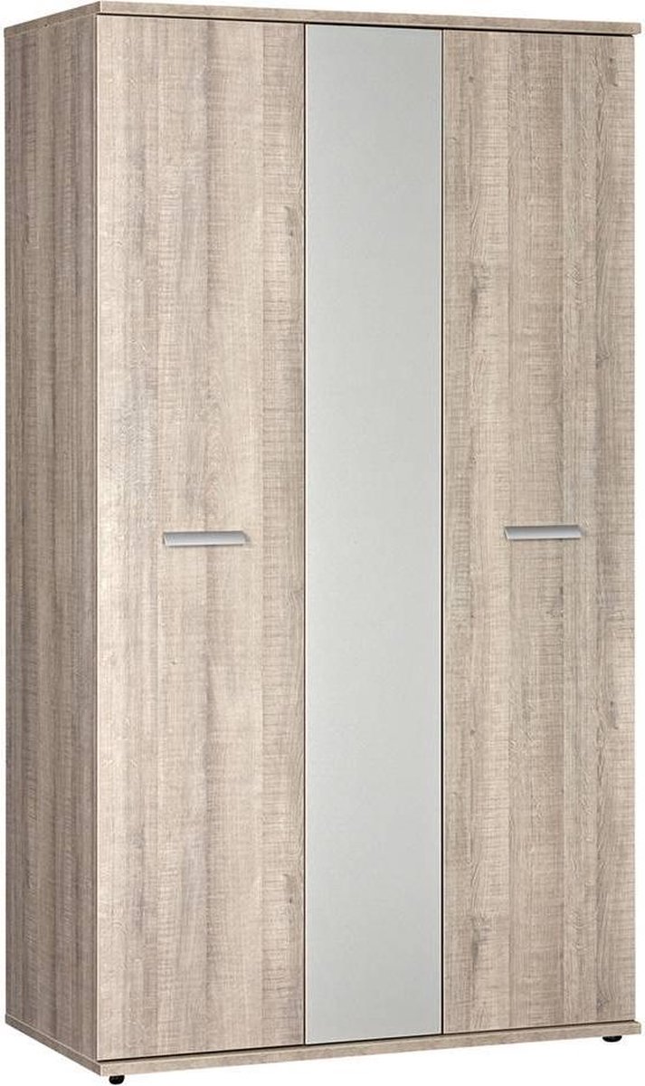 Kledingkast 3 Deurs - 200 x 111 x 58cm - Donker Grijs Hout - Bavel