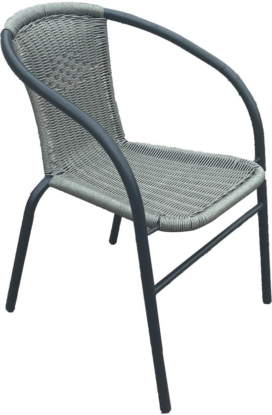 vidaXL Tuinstoelen stapelbaar 2 st staal zwart | Leen Bakker