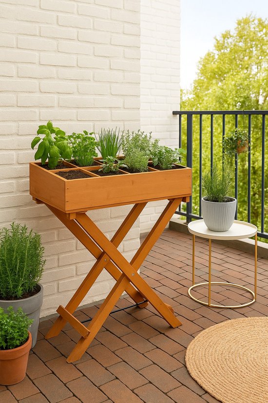 Kweektafel op poten - Verhoogde Kruidentafel - Hout- Plantenbak- Moestuin - Balkon -Tuin-H 75 cm