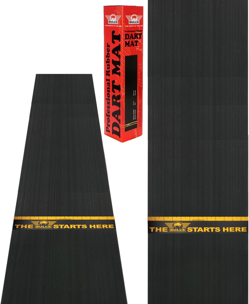 BULL'S Dartmat Rubber + Lijn 300x60 cm - Zwart