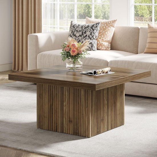 Tribesigns Salontafel 120cm - Grote Houten Middentafel Met Afgeronde Hoeken Zwart