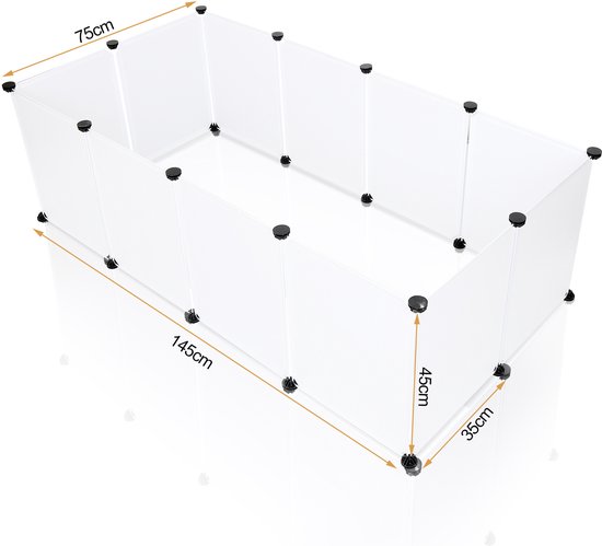 Konijnenhok met ren - konijnenhok - konijnenhuis - konijnenkooi - knaagdieren kooi - Zwart - 100