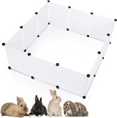 Bol.com Konijnenren - Konijnenhok - Modulaire Kooi voor Knaagdier Cavia Dwerg Konijn - 110 x 110 x 47 cm - Wit aanbieding