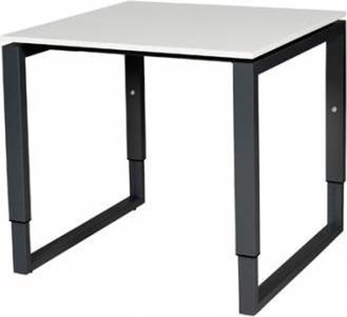 Verstelbaar Bureau - Domino Plus 80x80 wit - zwart frame