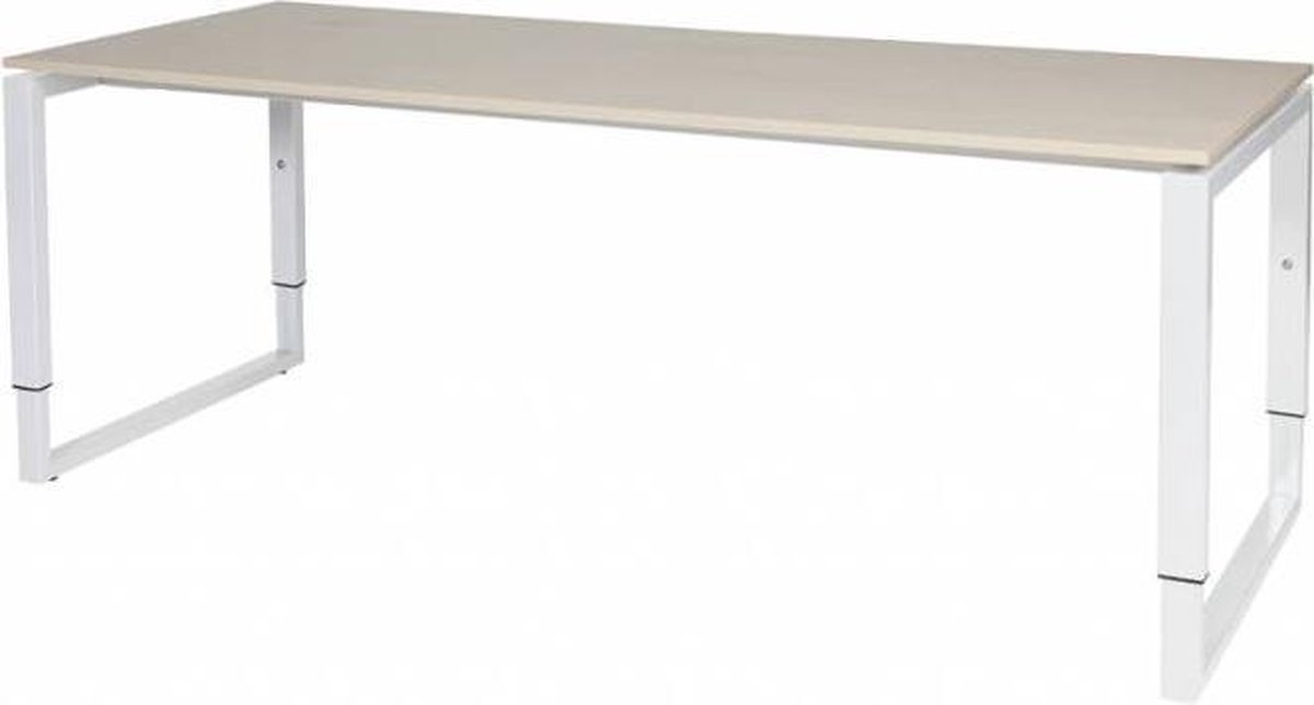Verstelbaar Bureau - Domino Plus 200x80 Eiken - wit frame