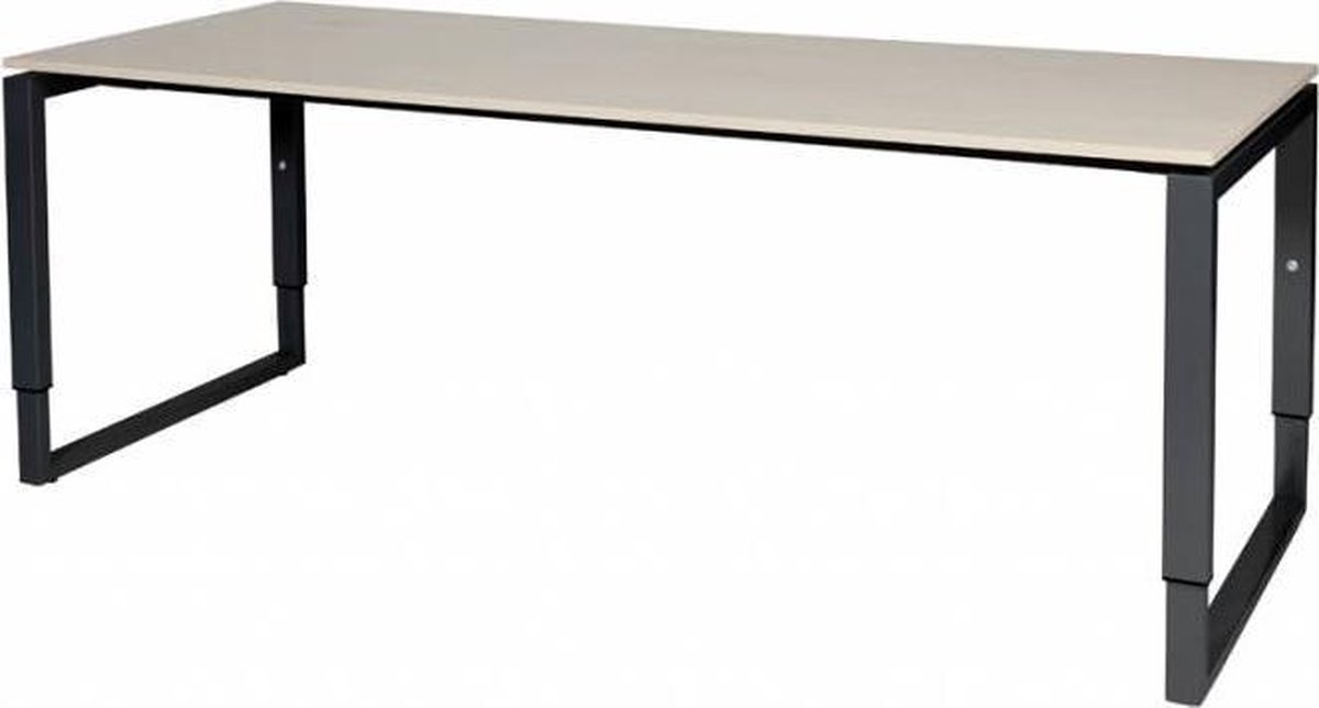 Verstelbaar Bureau - Plus 200x80 grijs - zwart frame