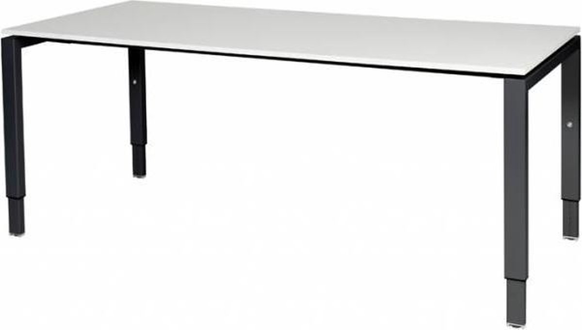 Verstelbaar Bureau - Domino 180x80 wit - zwart frame