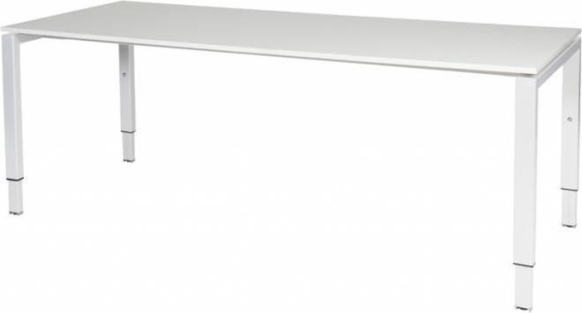 Verstelbaar Bureau - Domino 200x80 grijs - wit frame