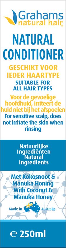 Grahams natural hair Natural Conditioner fles met Nederlandse tekst, afbeelding van Australië.