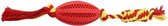 Rugby bal met touw in de kleur rode.