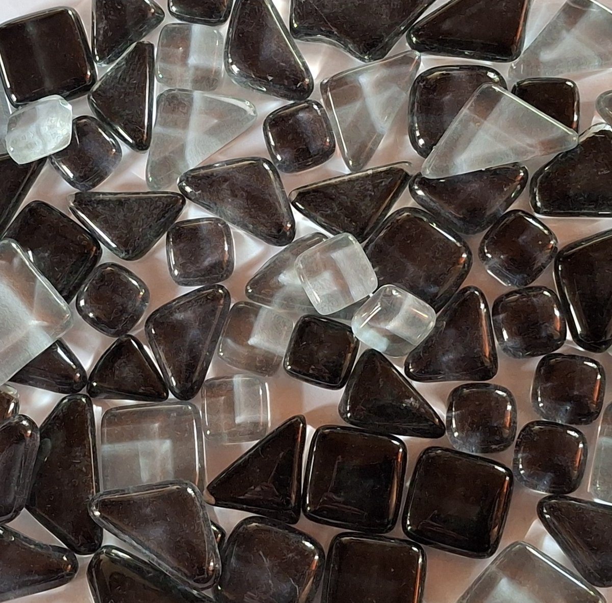 Soft Glas Puzzels Mozaiek steentjes 300 gram Zwart/Grijs mix