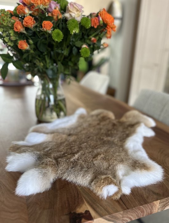 Fourrure de lapin beige XL - Fourrure de lapin marron clair XL - grande table en fourrure - table basse en peau d'animal - fourrure décorative