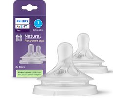 Philips Avent Natuurlijke Zuigreflex Flesspeen – Snelheid 1, 0M maanden, 2 stuks - SCY961/02 - Flesspenen