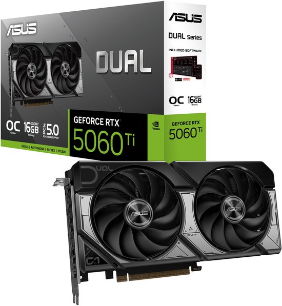 ASUS DUAL NVIDIA GeForce RTX 5060 Ti OC - 16GB - GDDR7 - PCIe 5.0 - 1x HDMI 2.1b - 3x DisplayPort 2.1a