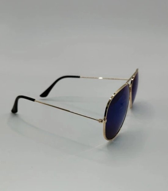 Piloten Heren Dames Zonnebril Goud Metaal | Aviator |Piloten Zonnebril |Heren Zonnebril | Dames Zonnebril |Festival Zonnebril | Carnaval | Retro Blauwe Spiegelglazen — afbeelding 3