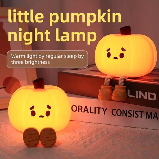 Kinder nachtlampje - veilig voor kinderen - USB oplaadbaar - Schattig pompoen nachtlampje - RGB kleuren - met 3 helderheidsniveaus - Babykamer verlichting van Merkloos — afbeelding 5