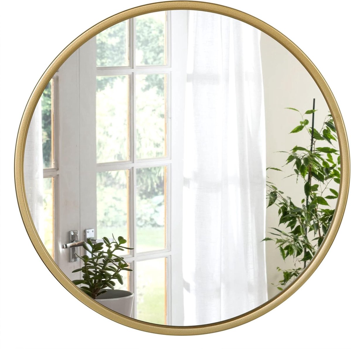 LuxeHome® Ronde Wandspiegel 50x50 cm – HD Spiegel – Goudkleurig Metaal – Modern Design – V