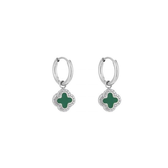 Bijoutheek Boucles d'oreilles pendantes Trèfle Vert Argent