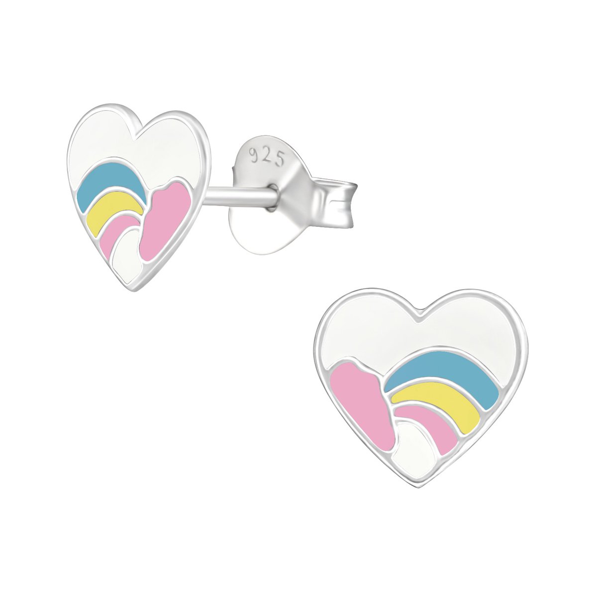hartje - regenboog - zilver - roze