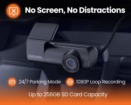 Road Angel Halo Start Dashcam voor Auto - Met Wifi - Compacte Autocamera - 1080p Full HD - Looprecording - Nachtzicht - beeldstabilisatie