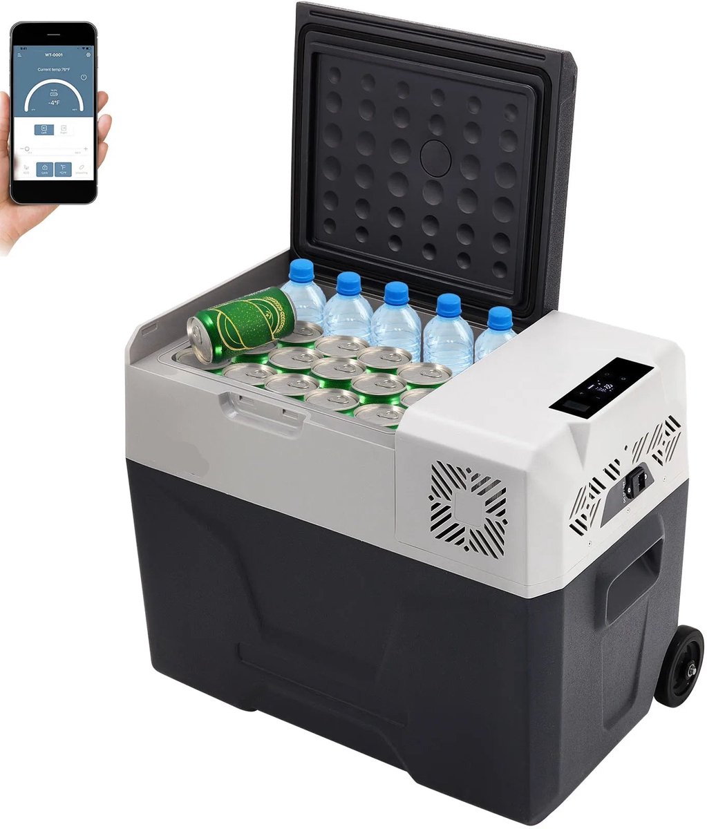 Mini koelkast - Auto Koelkast - Mini Fridge - Frigo - Draagbare Compressor Koelbox - Elektrische Vriesbox - 12/24V DC - 220V AC - 45W - 30L - 63.1 x 37.8 x 37.5 cm - Donkergrijs