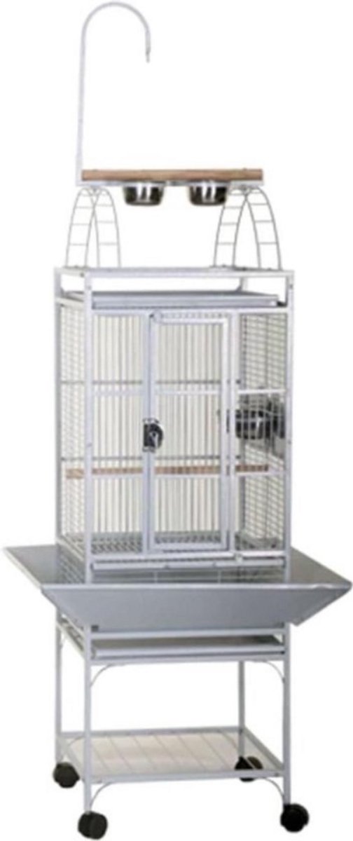 Thuys – Papegaaienkooi – Grote Vogelkooi – Voor Binnen – Voliere – Hoogwaardige Coating – Inclusief Accessoires – Zilver