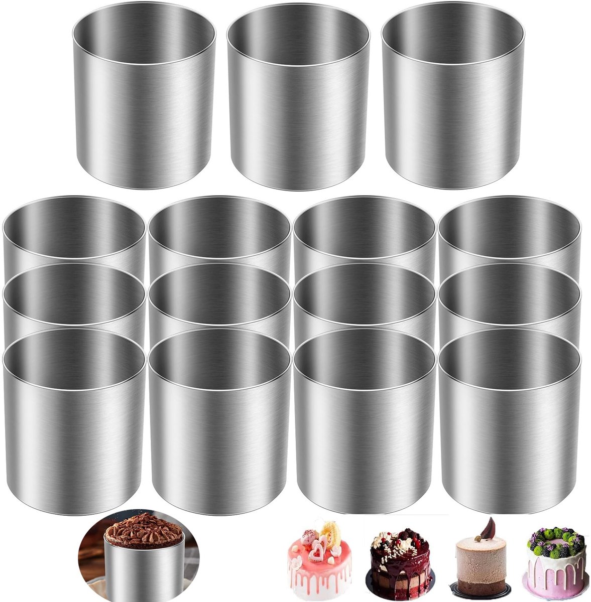 Ibenzoa® Veelzijdige Set van 15 Roestvrijstalen Bakringen voor Diverse Culinaire Creaties
