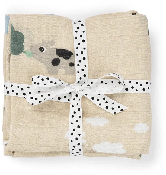 Done By Deer Tiny Farm Multidoek - 2-Pack - Sand van Merkloos — afbeelding 3