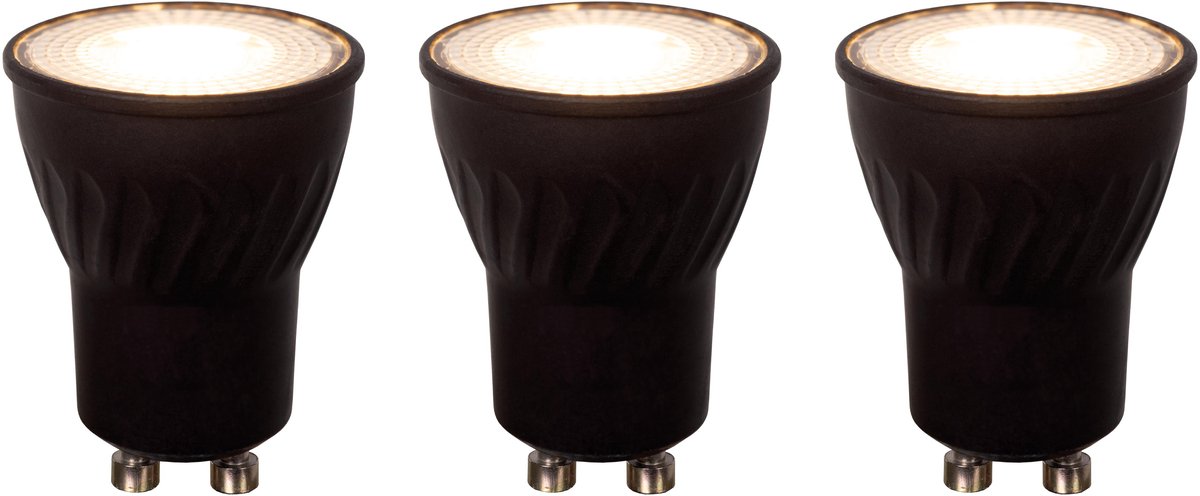 Lucide MR11 * 3 - Led lamp - Ø 3,5 cm - LED Dimb. - GU10 - 3x3,8W 2700K - Zwart - Set van 3