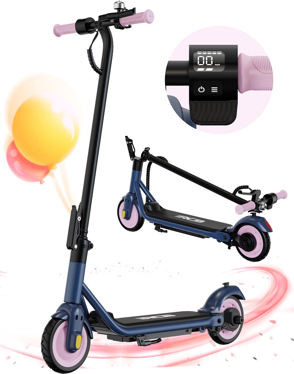 Bol.com Elektrische Step Kinderen - 150W Kinderstep Inklapbaar - 6-10-15km/u - Roze aanbieding