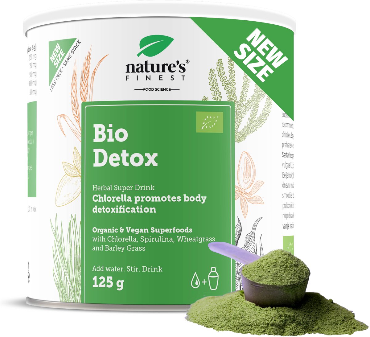 Goedkoopste Nature's Finest Bio Detox Superfood Mix 125 g – 100 Natuurlijk Detox Poeder met Tarwegras, Gerstgras, Spirulina, Chlorella & Lucuma – Voor Ontgifting, Darmreiniging, Energie & Immuunsysteem – Vegan & Zonder Toegevoegde Suikers