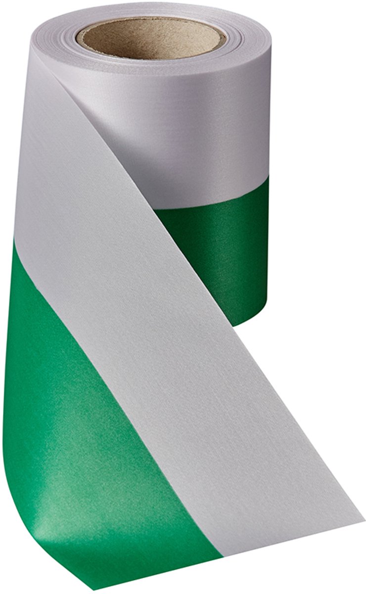 Rouwlint sierlint sjerp 75 MM groen wit bedrukbaar composteerbaar rol 25 meter