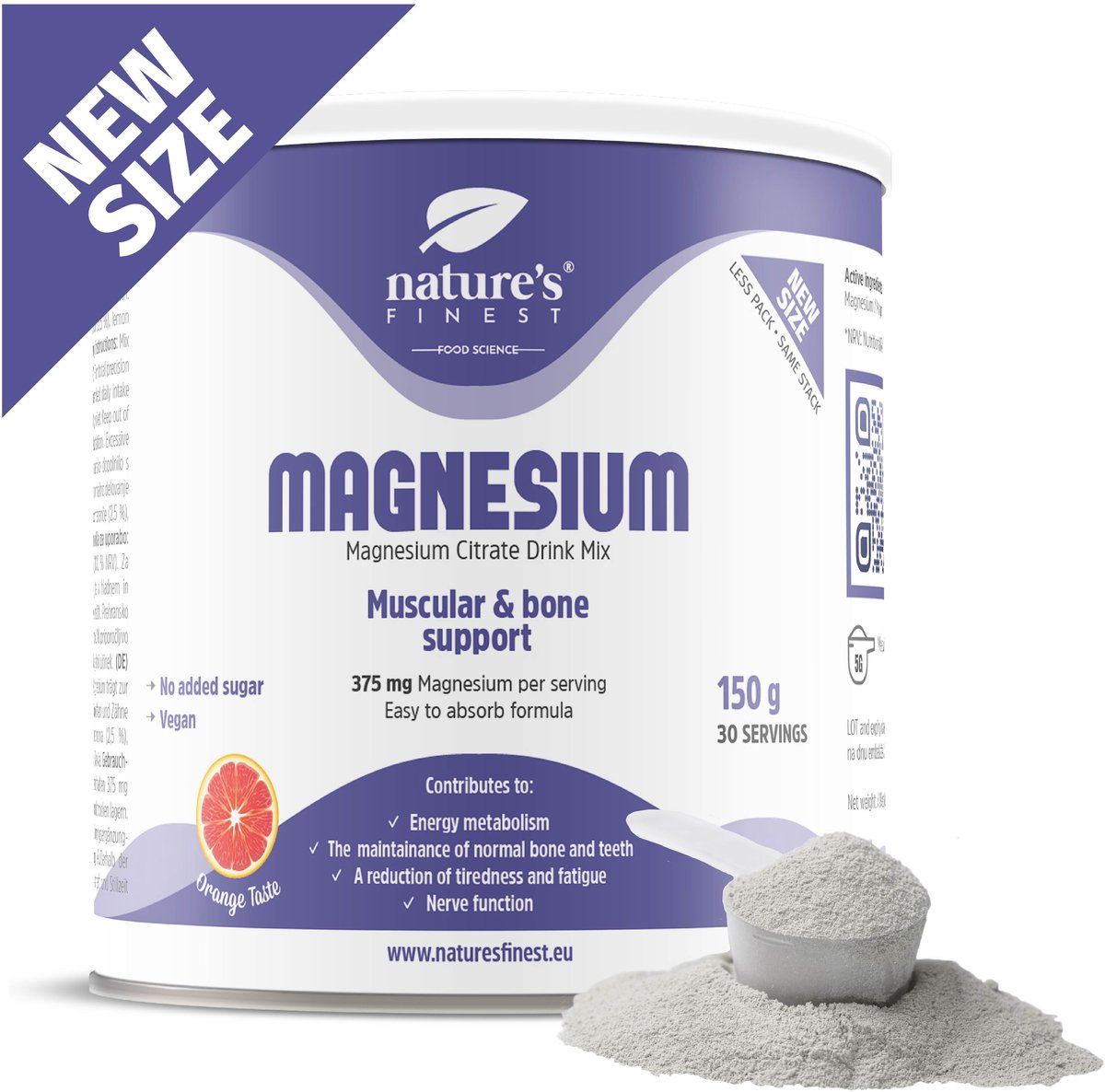 Goedkoopste Nature's Finest Magnesium Poeder 150 g – Hoogopneembaar Magnesiumcitraat voor Spieren, Zenuwen & Energie – Tegen Vermoeidheid – Zonder Suiker – Veganistisch Magnesium Supplement in Drinkvorm