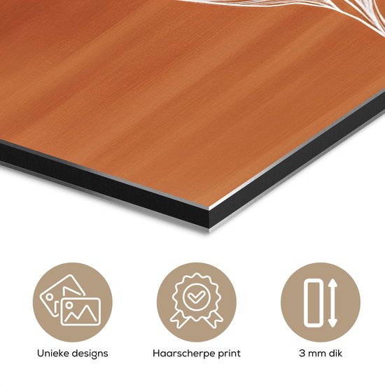 Aluminium schilderij 30x40 cm - Wanddecoratie metaal - Bloem - Minimalistisch - Wit - Metalen muurdecoratie woonkamer - Decoratie industrieel - Foto op dibond - Industriële accessoires slaapkamer