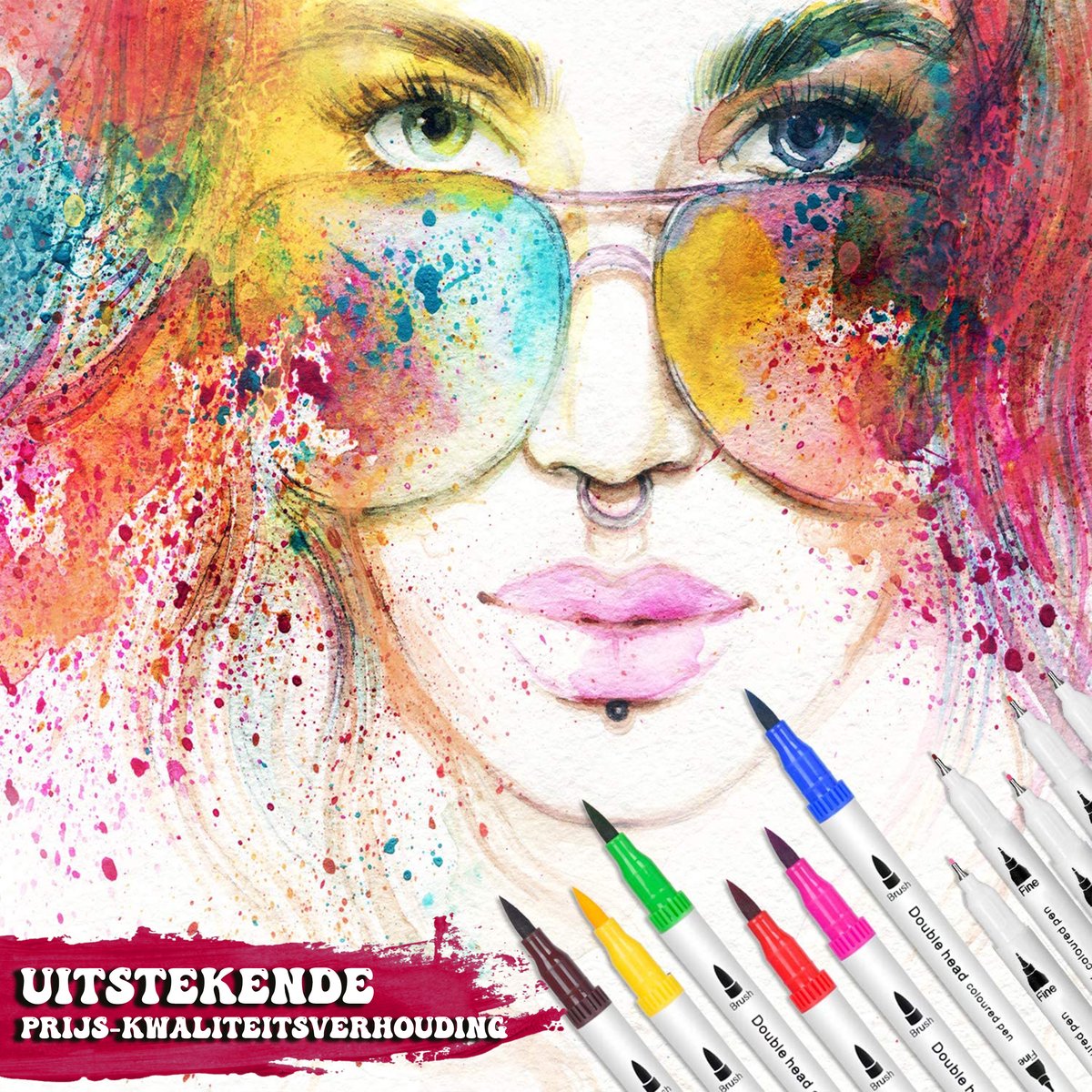 Joyage Twinmarkers Dual-tip markers – 36 stuks - Brush pennen & Fine liners - Fineliners kleur en Brushpennen set – Fineliner set – Twin markers – Stiften voor volwassenen twinmarker stiften kinderen – Penseelstiften Bullet journal pennen accesoires — afbeelding 8